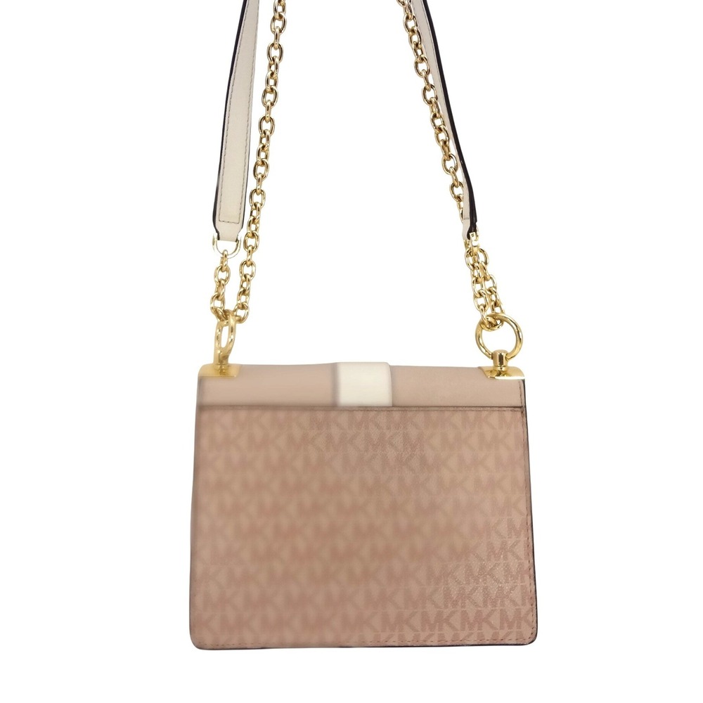 Michael Kors Greenwich Shoulder Bag Womens Small Pink Beige Excellent Monogram - Picture 4 of 7